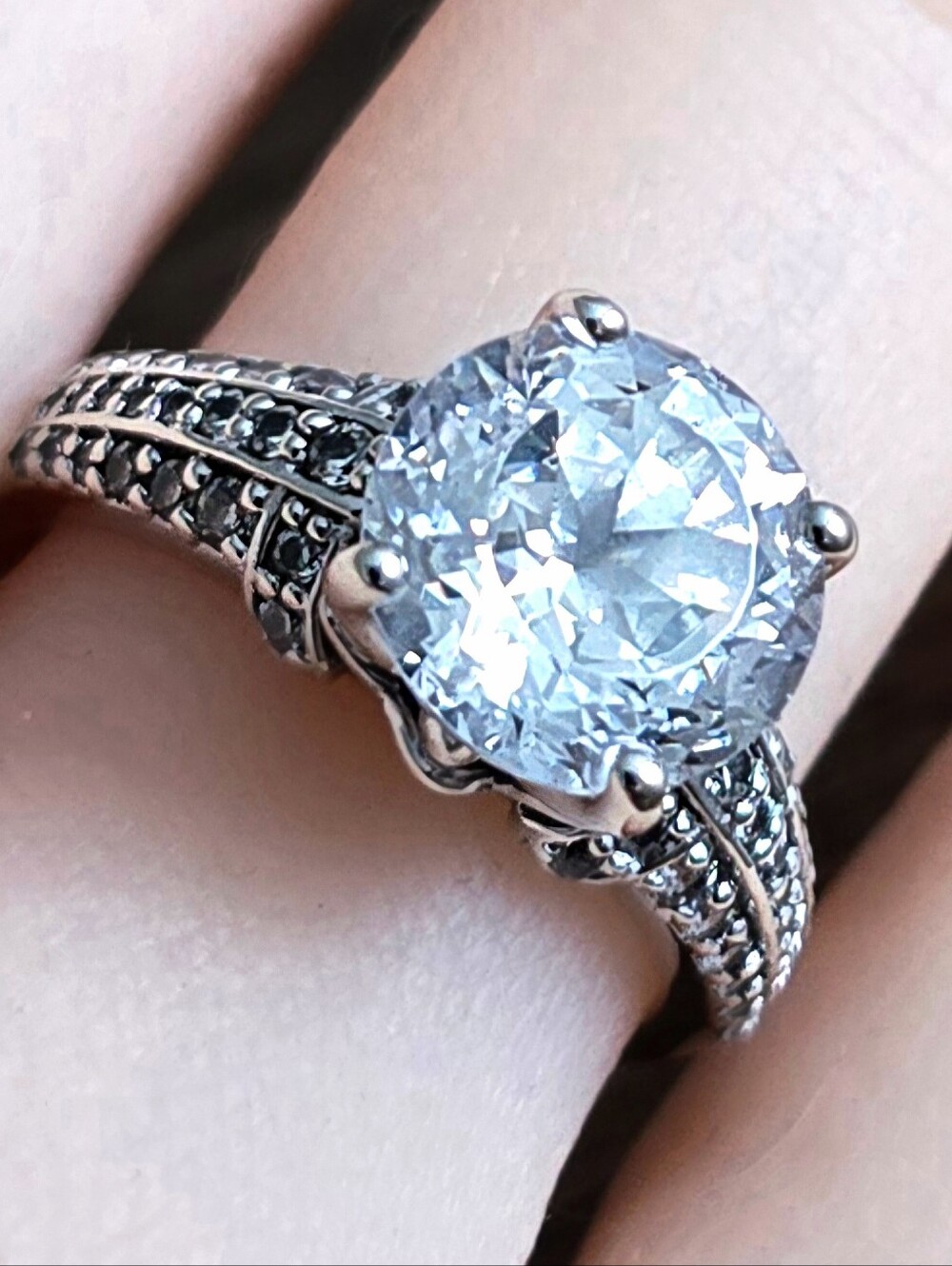 Sterling Silver 925 Cubic Zirconia Solitaire Dinner Ring 6.25 EXC